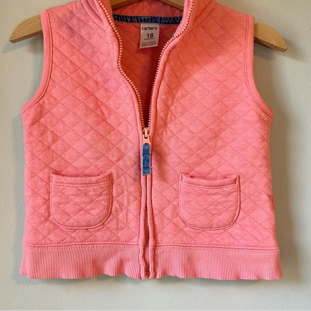 Pink Quilted Fall Zip Vest Size 18M - Picture 3 of 11